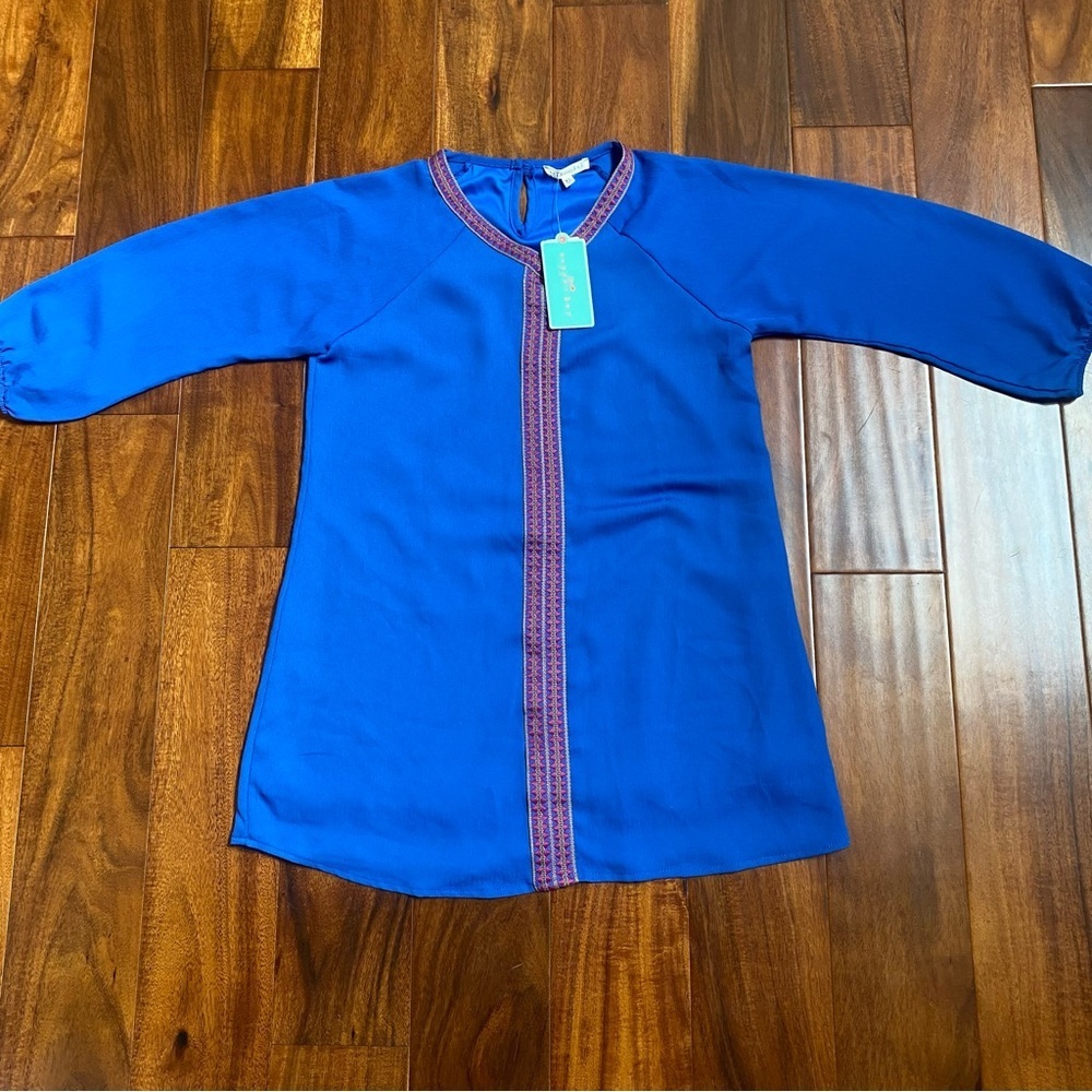Copper Key Girl's Dress Blue Size XLarge NEW Long Sleeves Embroidered